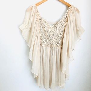 Flowy boho top cream / beige size 10